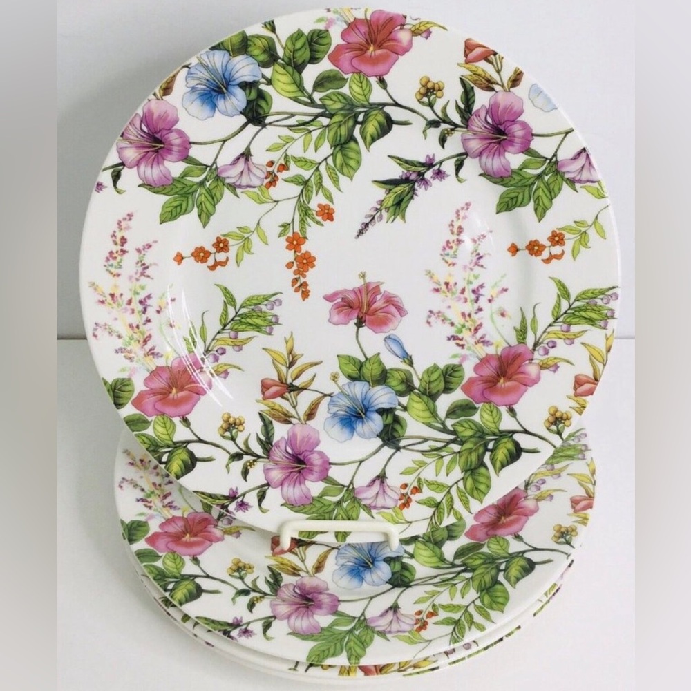 4 Salad Plates Grace Teaware Spring Floral 8" Porcelain New